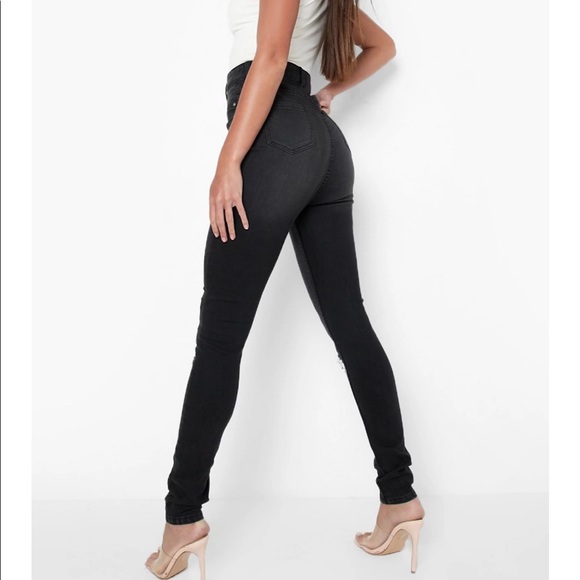 BOOHOO | Tall Ripped Knee Jegging Black - Picture 3 of 12